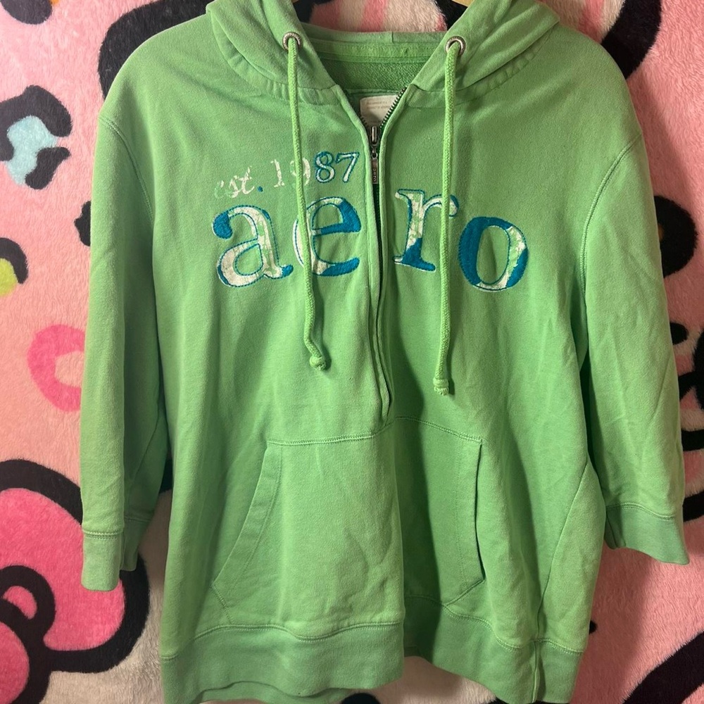 Green Aeropostale half zip up hoodie